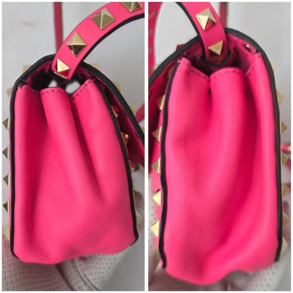 Auth Valentino Garavani Vitello Rockstud Flap Crossbody Bag - Picture 10 of 11